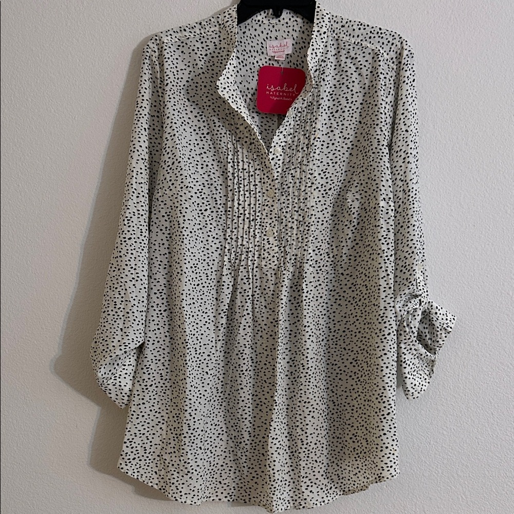 Isabel Maternity by Ingrid & Isabel Black and White Dotted Blouse